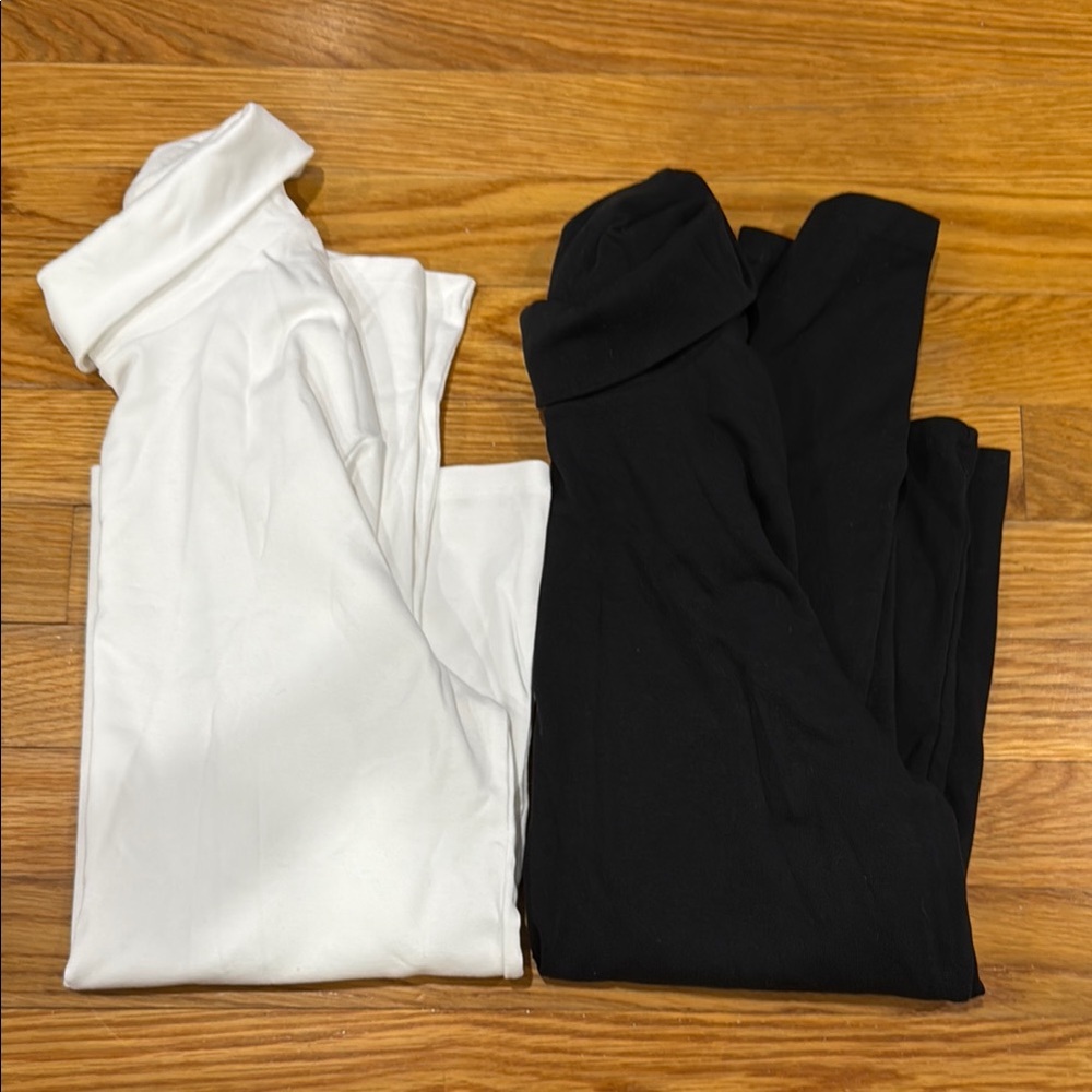White and Black Turtleneck Tops